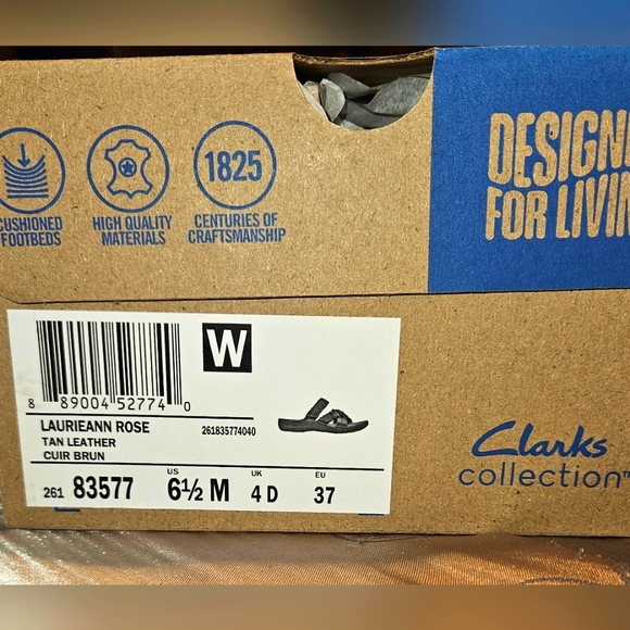 Clarks Sandals - NEW Tan Leather Wide Womans Sandals - Picture 8 of 10